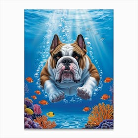 Bulldog Under The Sea 4 Canvas Print