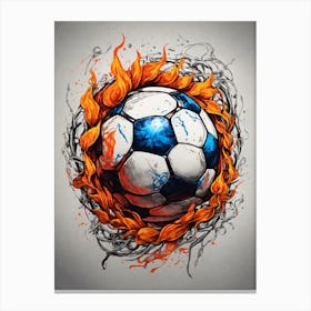 Soccer Ball On Fire Canvas Print