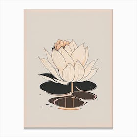 Blooming Lotus Flower In Pond Retro Minimal 2 Canvas Print