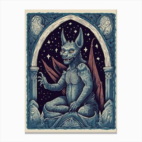 Gargoyle Tarot Card Blue 3 Canvas Print