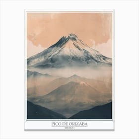 Pico De Orizaba Mexico Color Line Drawing 7 Poster Canvas Print