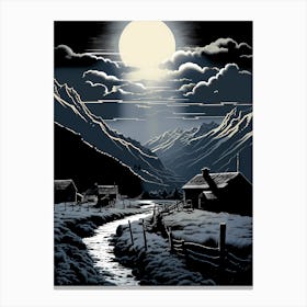 Moonlight In The Mountains Canvas Print