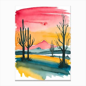 Watercolor Of Cactus Canvas Print