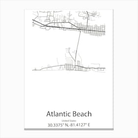 Atlantic Beach,United States Minimalist Map 1 Canvas Print