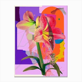 Amaryllis 6 Neon Flower Collage Canvas Print