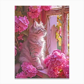 Cat and flower Canvas Print