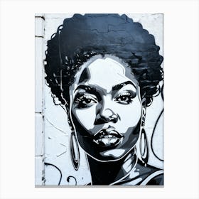 Graffiti Mural Of Beautiful Black Woman 85 Canvas Print