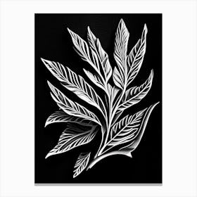 Tarragon Leaf Linocut 3 Canvas Print