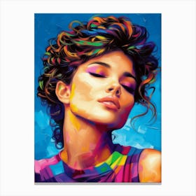 Girl With Colorful Hair 2 Canvas Print