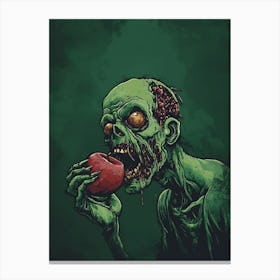 Scary Zombie Eating An Apple 9 Canvas Print