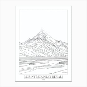 Mount Mckinley Denali Usa Line Drawing 7 Poster Canvas Print