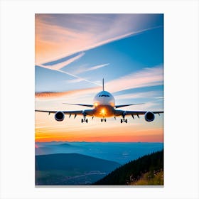 Jumbo Jet Taking Off At Sunset - Reimagined Canvas Print