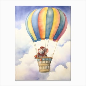 Baby Monkey In A Hot Air Balloon Canvas Print