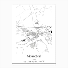 Moncton,Canada Minimalist Map Canvas Print