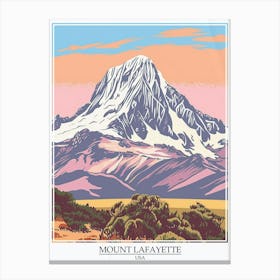 Mount Lafayette Usa Color Line Drawing 3 Poster Canvas Print