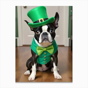 St Patrick'S Day Boston Terrier Canvas Print