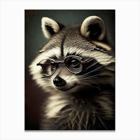 Raccoon Wearing Glasses Vintage 4 Canvas Print
