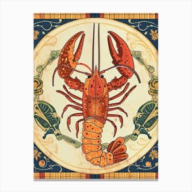 Lobster On A Plate Art Deco Inspired 1 Canvas Print