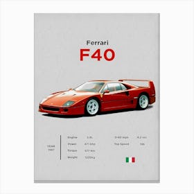 Ferrari F40 Canvas Print