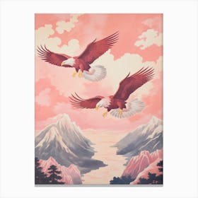 Vintage Japanese Inspired Bird Print Bald Eagle 2 Canvas Print