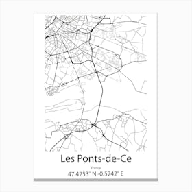 Les Ponts De Ce,France Minimalist Map Canvas Print