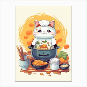 Kawaii Cat Drawings Cooking 6 Canvas Print