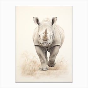 Rhino Walking Portrait 5 Canvas Print