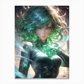 Anime Girl With Green Hair 1 Canvas Print