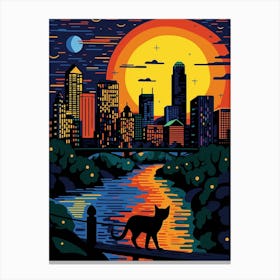 Houston, United States Skyline With A Cat 1 Canvas Print