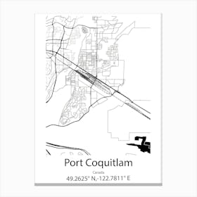 Port Coquitlam,Canada Minimalist Map Canvas Print