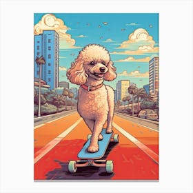 Poodle Dog Skateboarding Illustration 1 Canvas Print