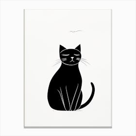 Black And White Ink Cat Line Drawing 1 Canvas Print