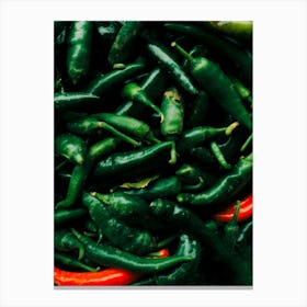 Green And Red Peperoni Canvas Print