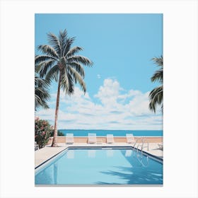 Pool With Palm Trees Canvas Print