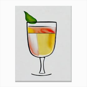 Dirty MCocktail Poster artini Minimal Line Drawing With Watercolour Cocktail Poster Canvas Print