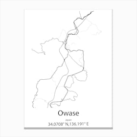 Owase,Japan Minimalist Map Canvas Print