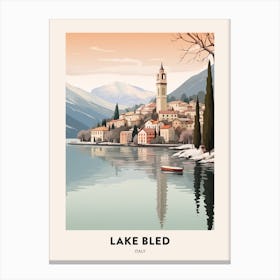 Vintage Winter Travel Poster Lake Como Italy 3 Canvas Print