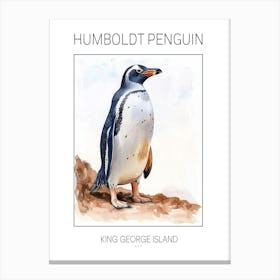 Humboldt Penguin King George Island Watercolour Painting 2 Poster Canvas Print