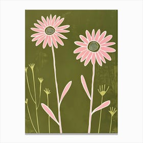 Pink & Green Daisy 1 Canvas Print
