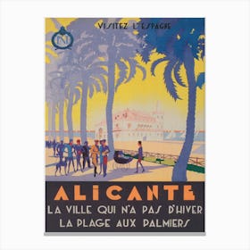 Alicante Spain Vintage Travel Poster Canvas Print