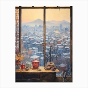 Winter Cityscape Beijing China 5 Canvas Print