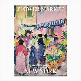 Vintage Flower Market Painting New York 4 Canvas Print