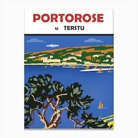 Portorose, Slovenia, View on the City from Adriatic Sea Canvas Print