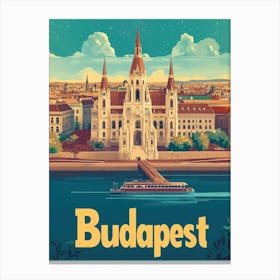 Aihrgdesign A Retro Travel Poster For Budapest Featuring The 6 Canvas Print