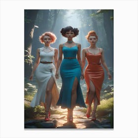 Three Women In A Forest Canvas Print