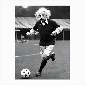 Albert Einstein Playing Soccer Canvas Print