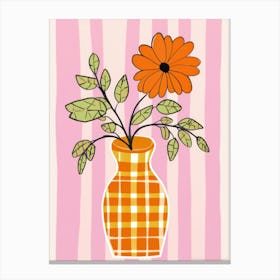 Wild Flowers Orange Tones In Vase 1 Canvas Print