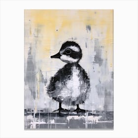 Black & White Impasto Painting Of A Duckling 2 Canvas Print