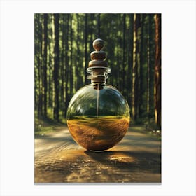 Perfume Bottle In The Forest Canvas Print