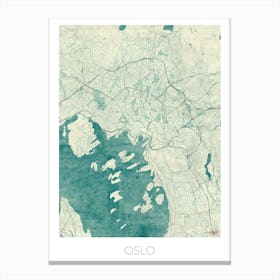 Oslo Map Vintage in Blue Canvas Print